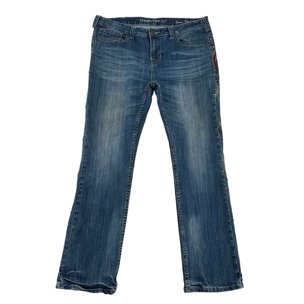 Cowgirl Tuff Jeans Women 36 Brave Wings Western Denim Bootcut MidRise Rodeo